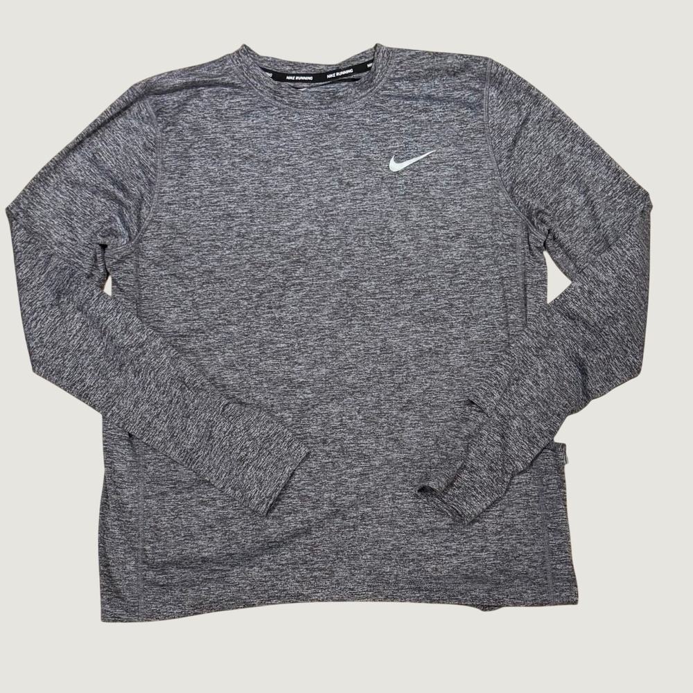 Nike Dri-FIT Running Long Sleeve Shirt Mens Med Purple Grey Heather Thumbholes